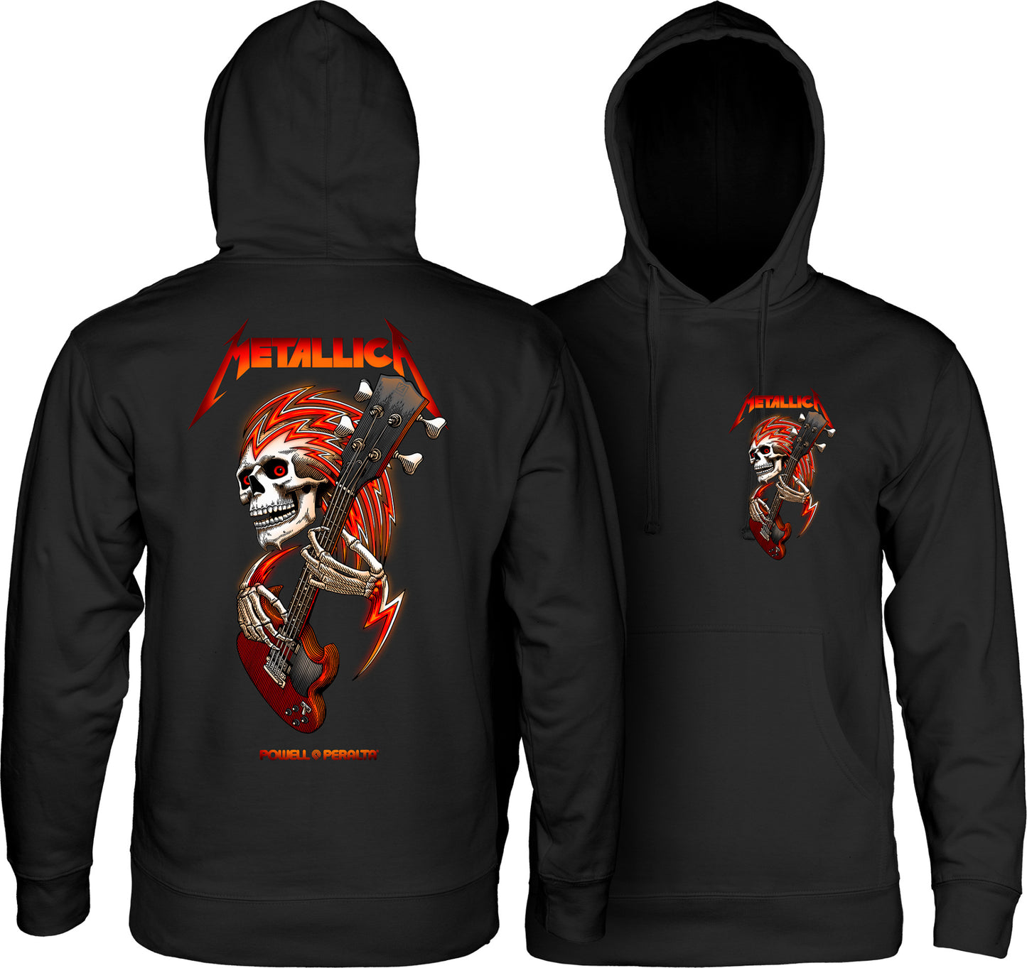 Powell Peralta Metallica Collab Hooded Sweatshirt Mid Weight (Black)