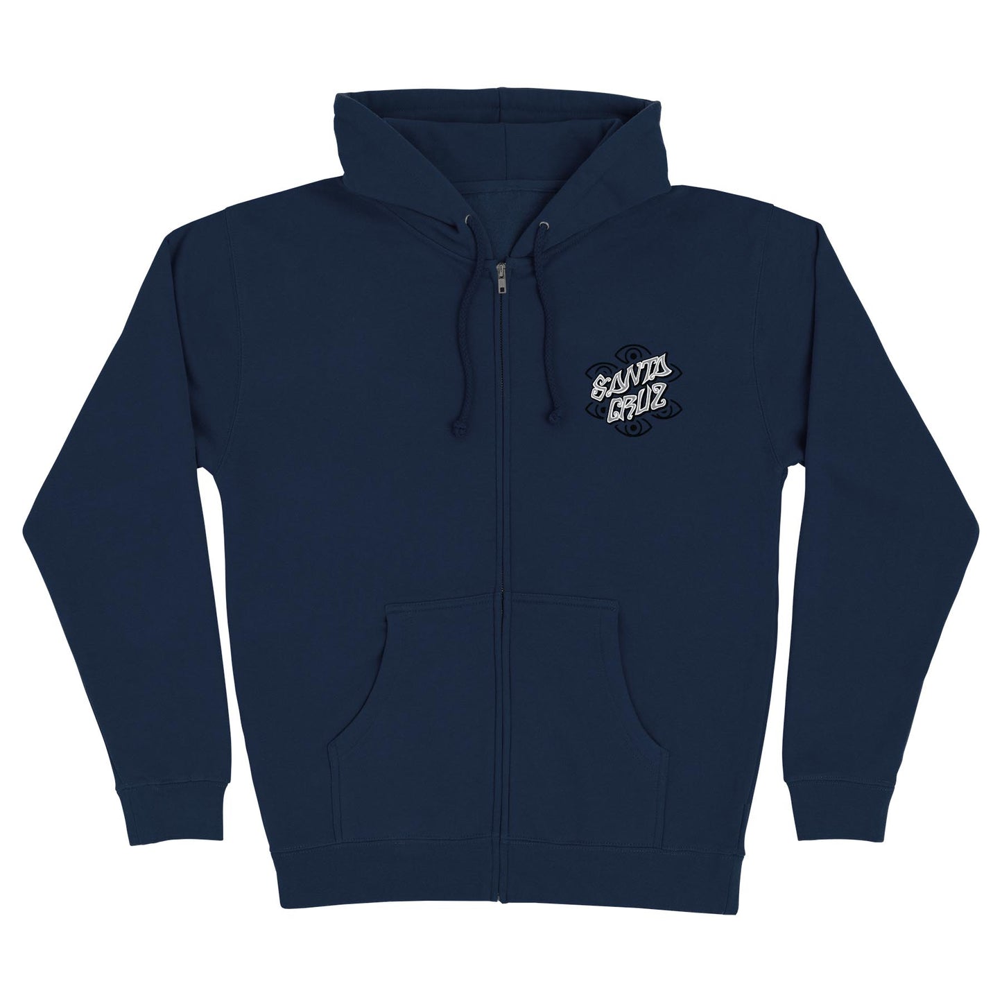 Salba Eyes Dot Zip Hooded Heavyweight Sweatshirt Navy Mens Santa Cruz
