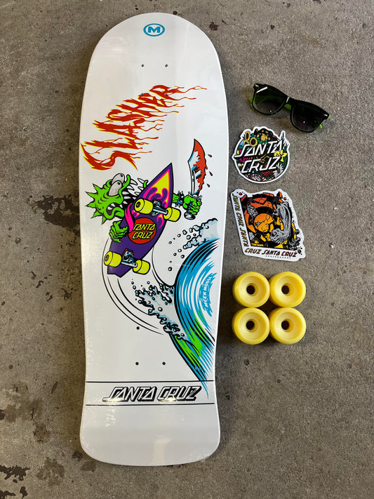 GIFT PACK! Santa Cruz Old School Meek OG Slasher Reissue Deck (White)